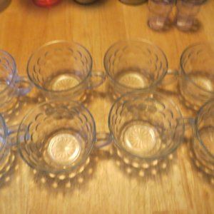 0215E Anchor Hocking Depression Glass Sapphire Blue Bubble Teacups